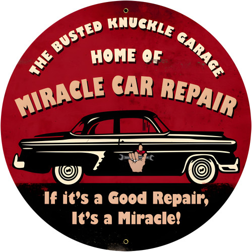 Miracle Car Repair Metal Sign - 28" Round
