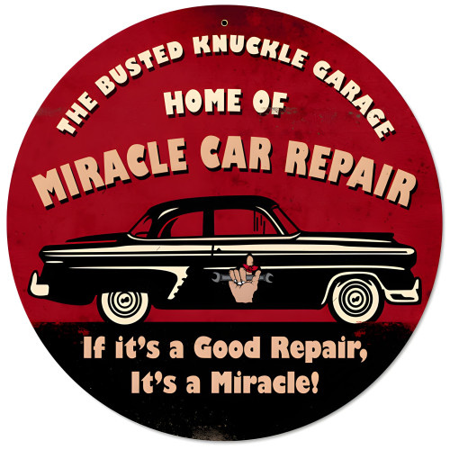 Miracle Car Repair Metal Sign - 14" Round