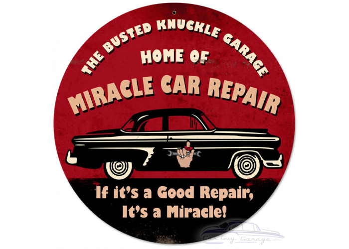 Miracle Car Repair Metal Sign - 14" Round