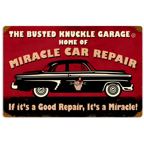 Miracle Car Repair Metal Sign - 18" x 12"