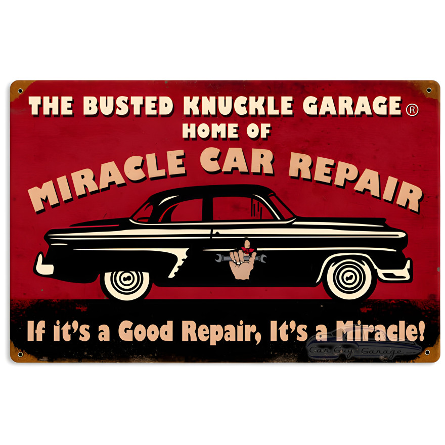 Miracle Car Repair Metal Sign - 18" x 12"