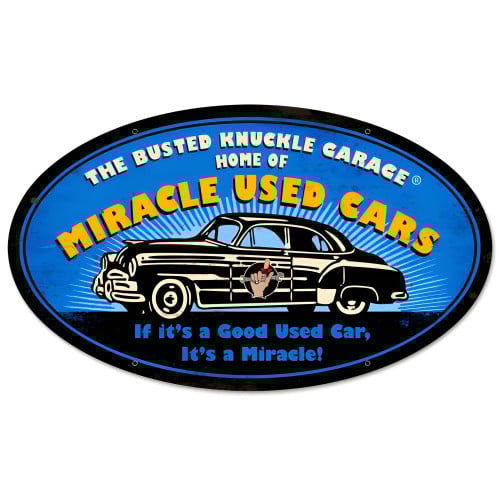 Miracle Used Cars Metal Sign - 24" x 14"