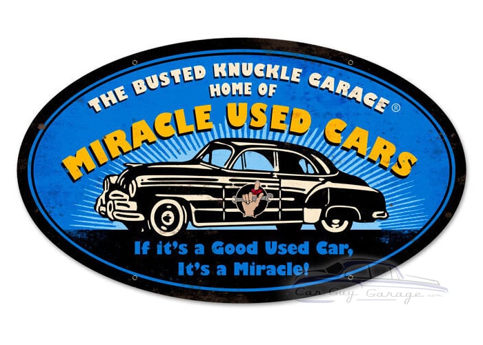 Miracle Used Cars Metal Sign - 24" x 14"