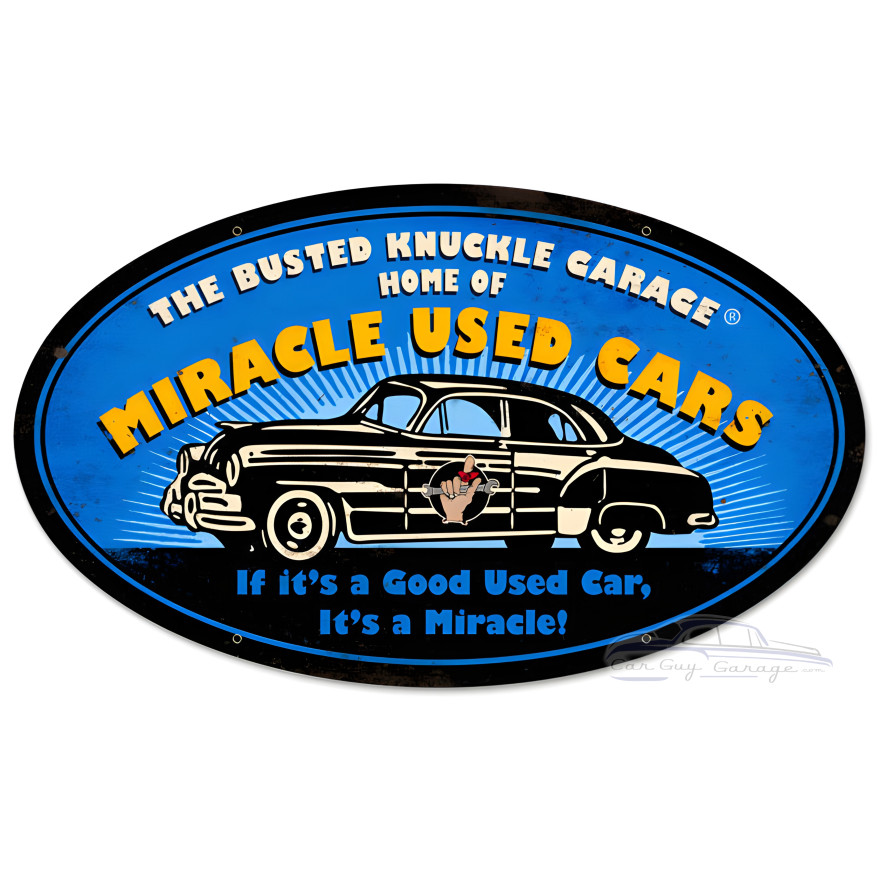Miracle Used Cars Metal Sign - 24" x 14"