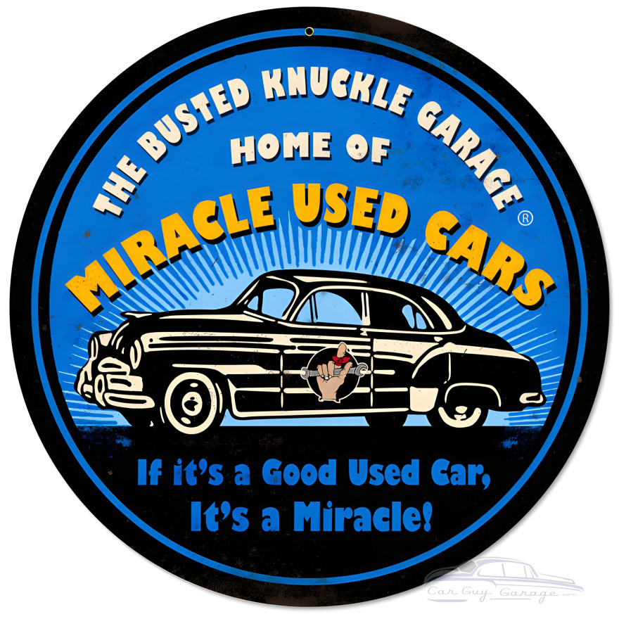 Miracle Used Cars Metal Sign - 14" Round