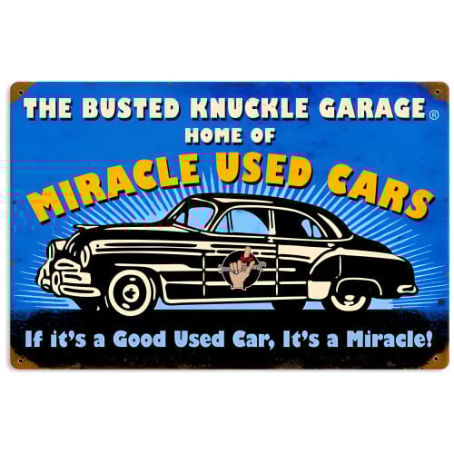 Miracle Used Cars Metal Sign - 18" x 12"