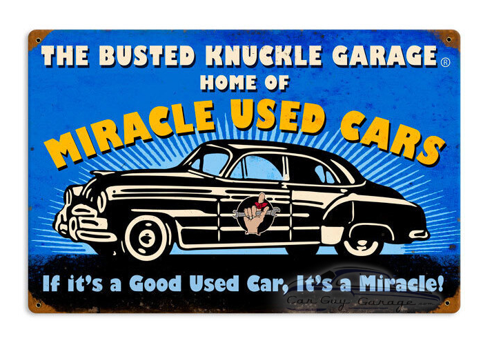 Miracle Used Cars Metal Sign - 18" x 12"