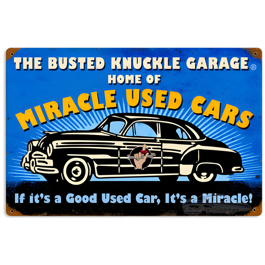 Miracle Used Cars Metal Sign - 18" x 12"
