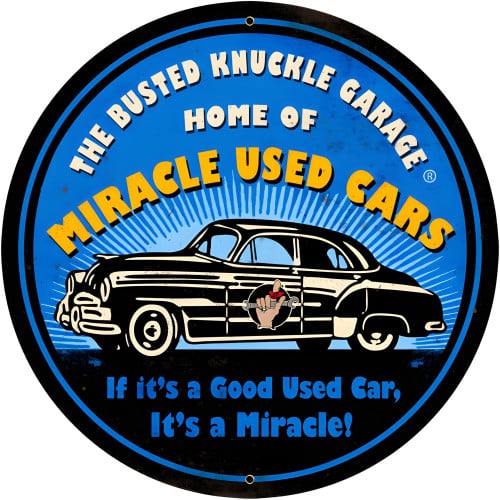 Miracle Used Cars Metal Sign - 28" Round