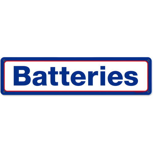 Mobil Batteries Metal Sign - 20" x 5"