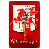 Mobilgas Fill Up Metal Sign - 12" x 18"