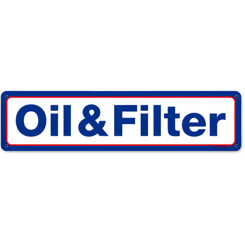 Mobil Oil and Filter Metal Sign - 20" x 5"