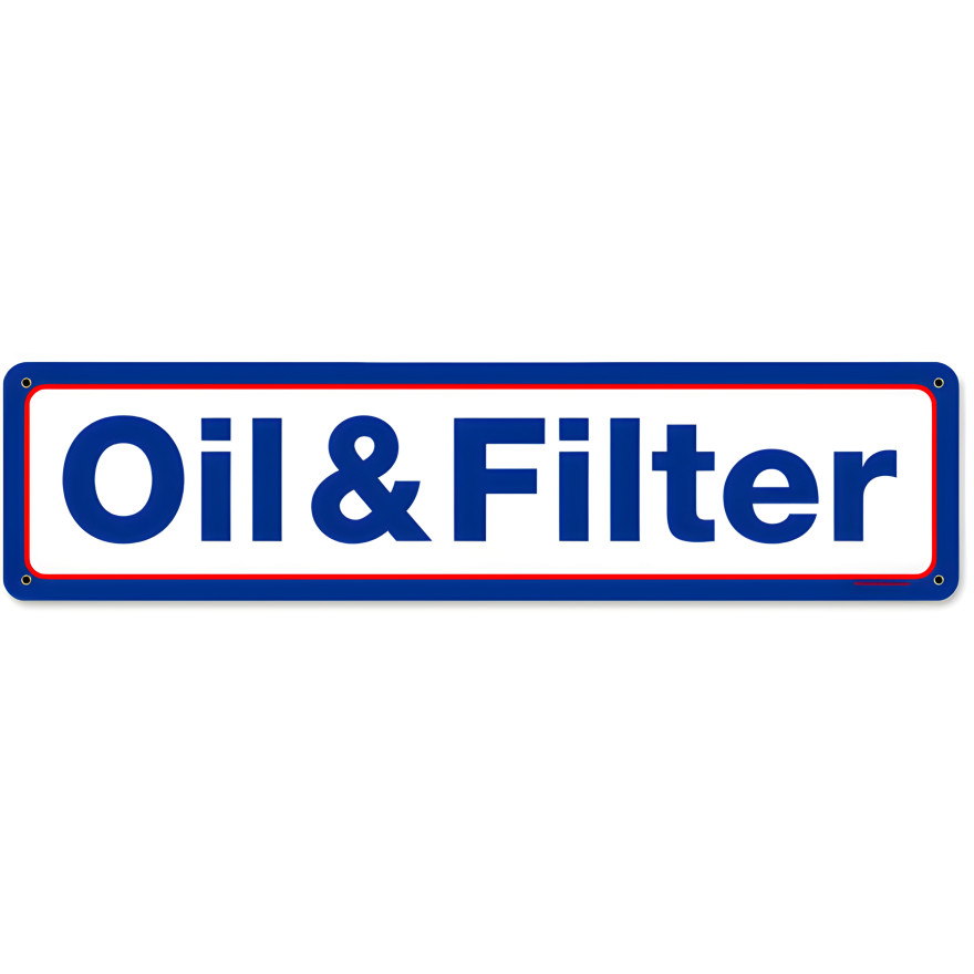 Mobil Oil and Filter Metal Sign - 20" x 5"