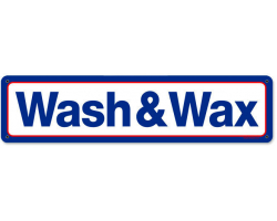 Mobil Wash and Wax Metal Sign - 20" x 5"