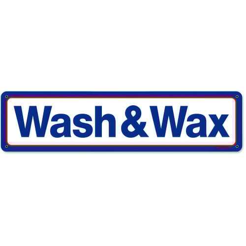 Mobil Wash and Wax Metal Sign - 20" x 5"