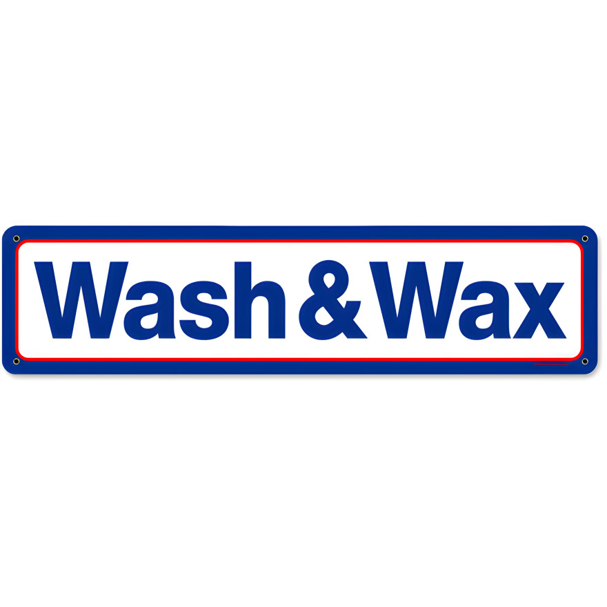 Mobil Wash and Wax Metal Sign - 20" x 5"