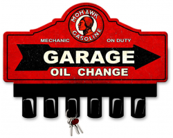 Mohawk Gasoline Key Hanger Metal Sign - 14" x 10"