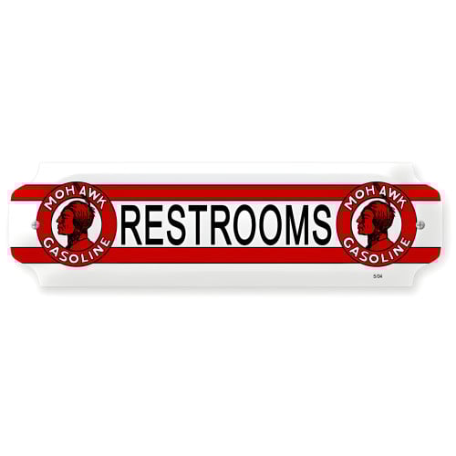 Mohawk Restrooms Metal Sign - 12" x 3"