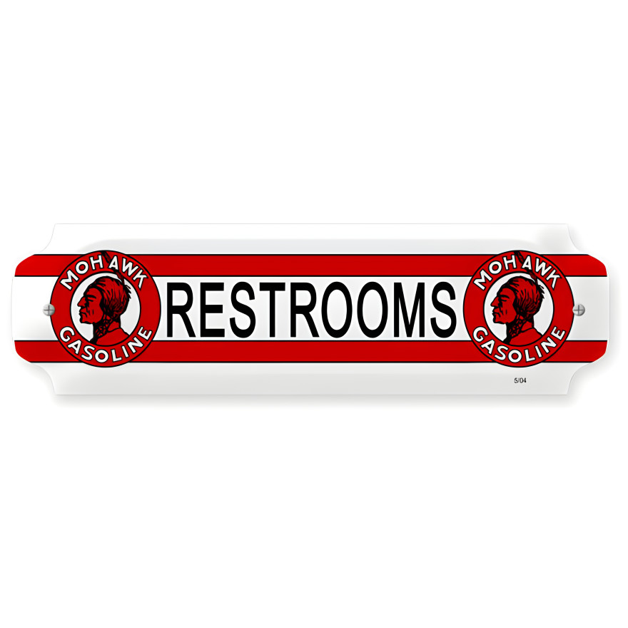 Mohawk Restrooms Metal Sign - 12" x 3"