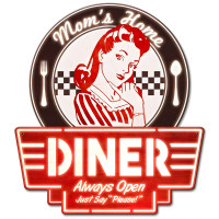 Mom's Home Diner Metal Sign - 15" x 17"