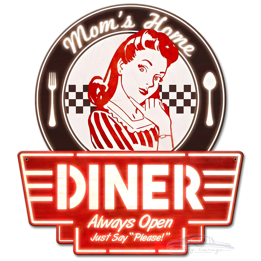 Mom's Home Diner Metal Sign - 15" x 17"