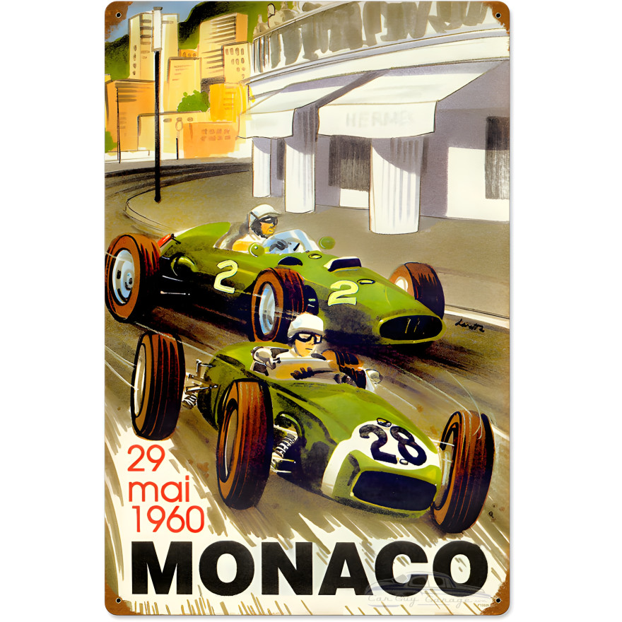 Monaco Races Metal Sign - 16" x 24"