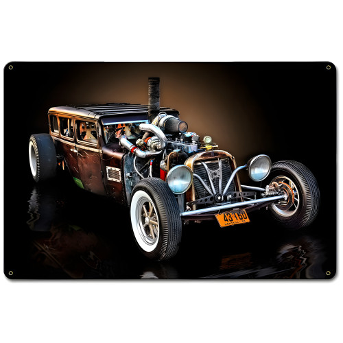 Montana Rat Rod Metal Sign - 18" x 12"