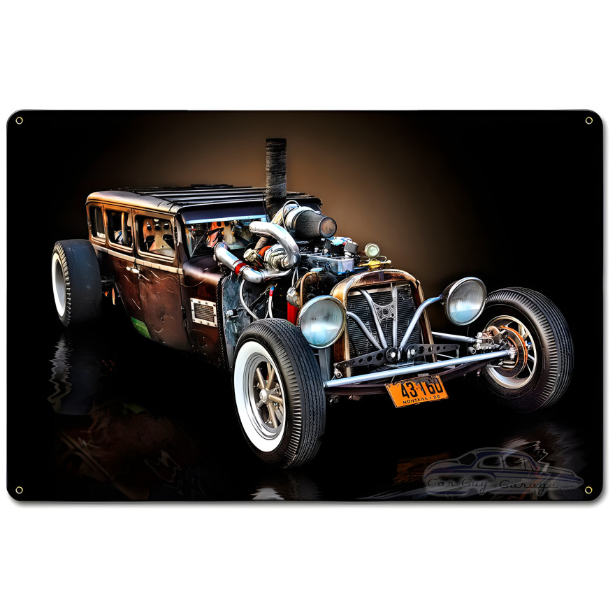 Montana Rat Rod Metal Sign - 18" x 12"