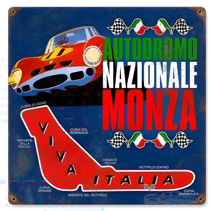 Monza Racing Metal Sign - 12" x 12"