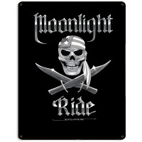 Moonlight Ride BW Metal Sign - 15" x 12"
