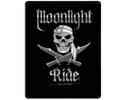 Moonlight Ride BW Metal Sign - 15" x 12"