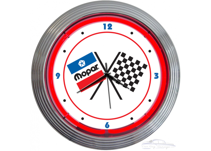 Mopar Checked Flag Neon Clock