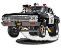 1964 Mo-Power Cop Car Metal Sign - 15" x 11"
