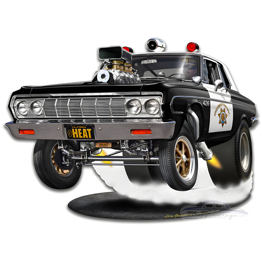 1964 Mo-Power Cop Car Metal Sign - 15" x 11"