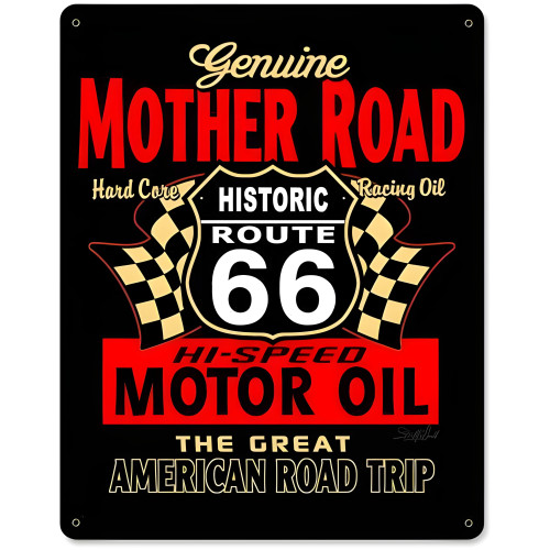 Mother Road Motor Oil Metal Sign - 12" x 15"