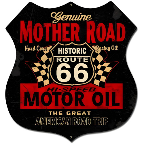 Mother Road Motor Oil Metal Sign - 28" x 28" Custom Shape