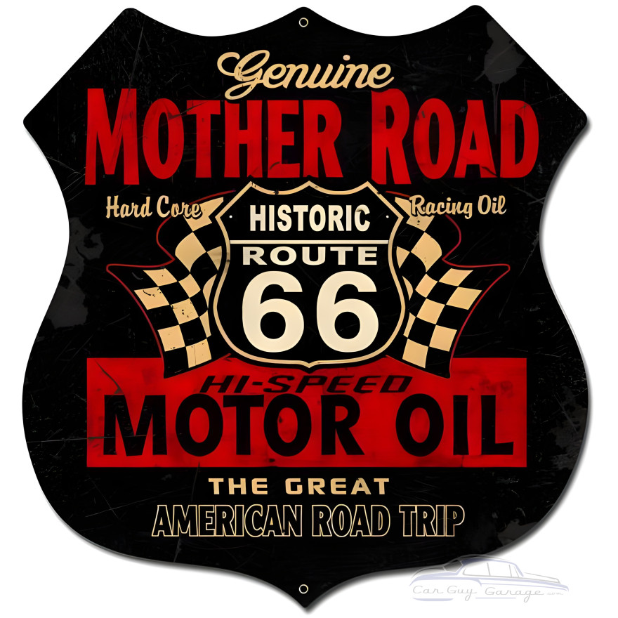 Mother Road Motor Oil Metal Sign - 28" x 28" Custom Shape