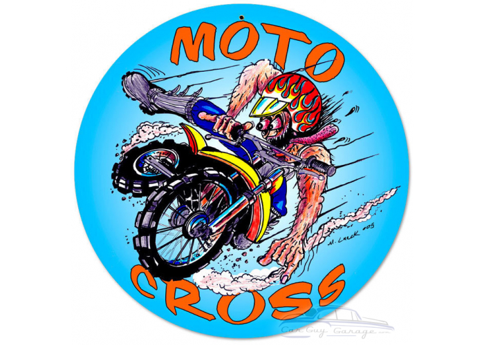 Motocross Metal Sign - 14" Round