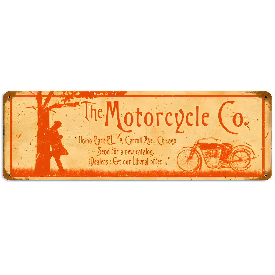 Motorcycle Company Metal Sign - 24" x 8"
