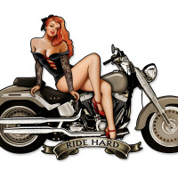 Motorcycle Girl Metal Sign - 18" x 12"