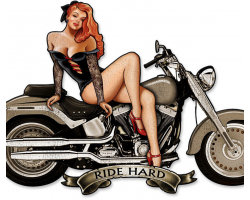 Motorcycle Girl Metal Sign - 18" x 12"