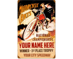 Motorcycle Races Metal Sign