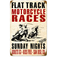 Motorcycle Races Metal Sign - 12" x 18"
