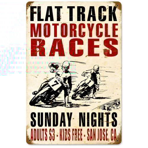 Motorcycle Races Metal Sign - 12" x 18"