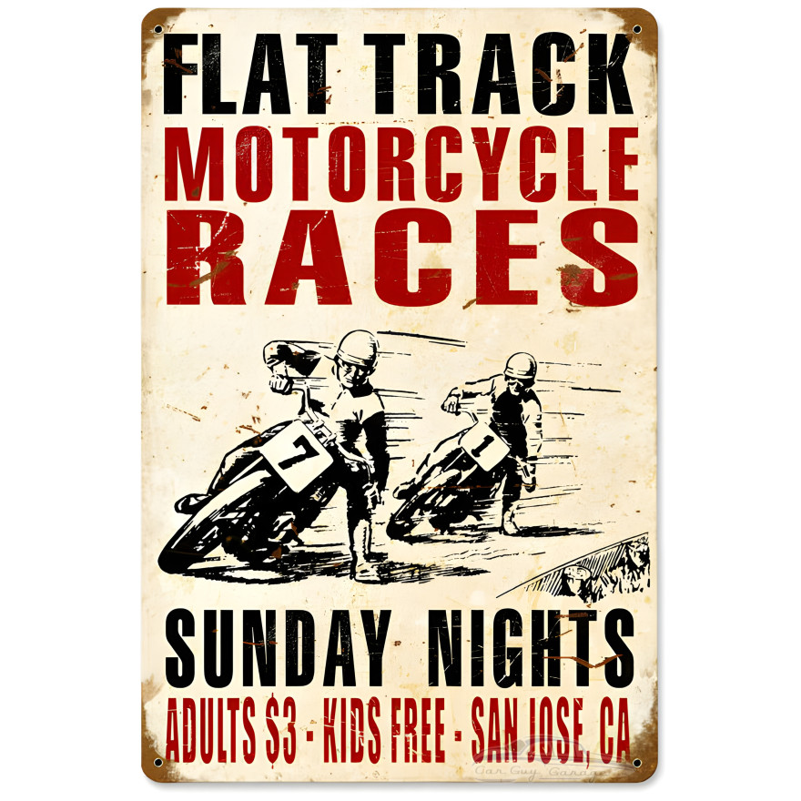 Motorcycle Races Metal Sign - 12" x 18"
