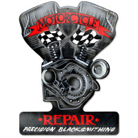 Motorcycle Repair Metal Sign - 14" x 18"