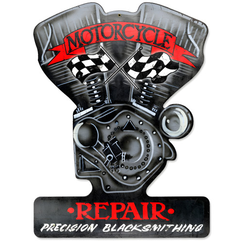 Motorcycle Repair Metal Sign - 14" x 18"