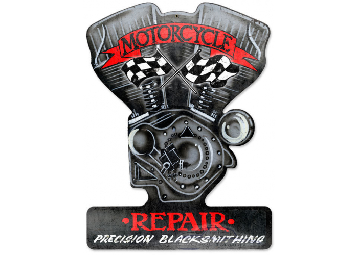 Motorcycle Repair Metal Sign - 14" x 18"