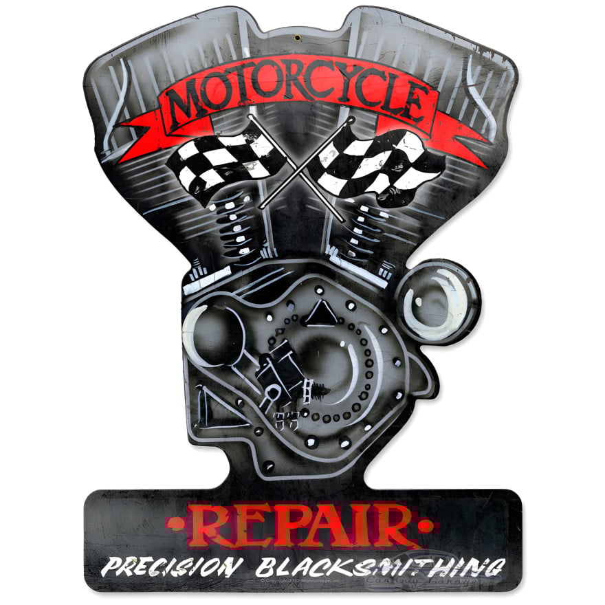 Motorcycle Repair Metal Sign - 14" x 18"