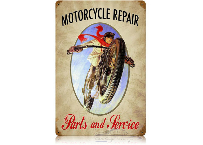 Motorcycle Repair Metal Sign - 18" x 12"